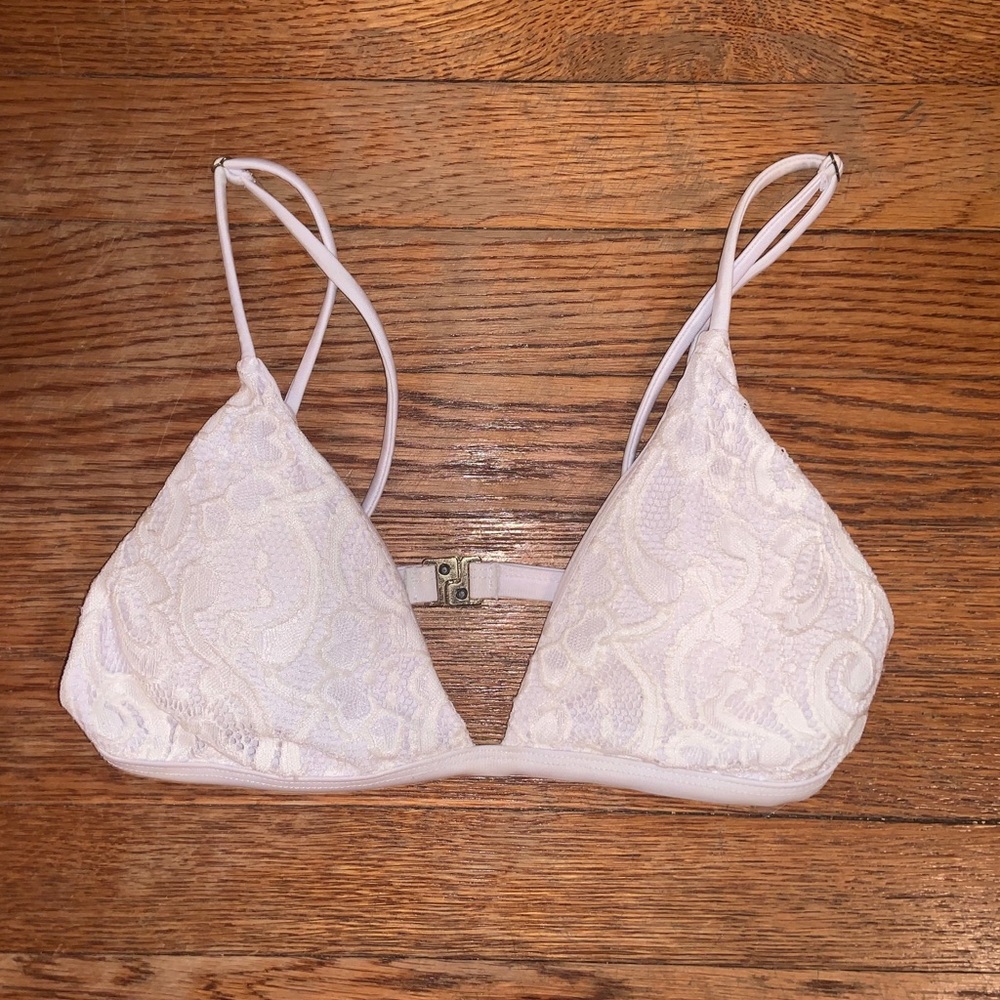 Ete Swimwear Tula White Lace Bikini Top Medium - Picture 2 of 6